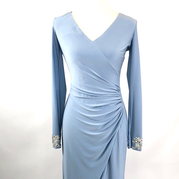 NWT Vince Camuto Long Sleeve Ruched Evening Gown - Picture 2 of 8
